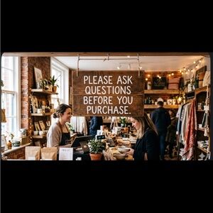 Wooden Hanging Sign "Please Ask Questions Before You Purchase" - Rustic Brown